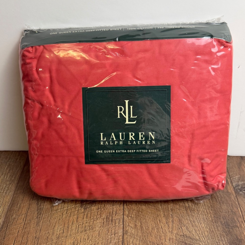 Lauren Ralph Lauren Queen Fitted Sheet Melon Deep Pocket 250TC Cotton New